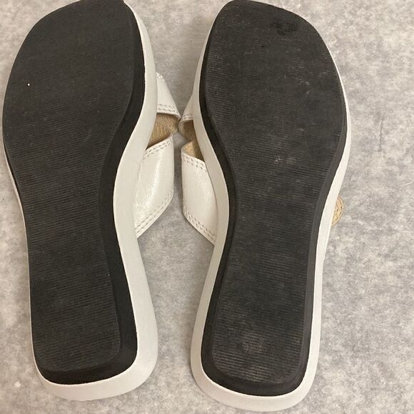 Celine Paris Low Wedge Slide Sandal With Crisscross Straps in White Leather. - Picture 5 of 11